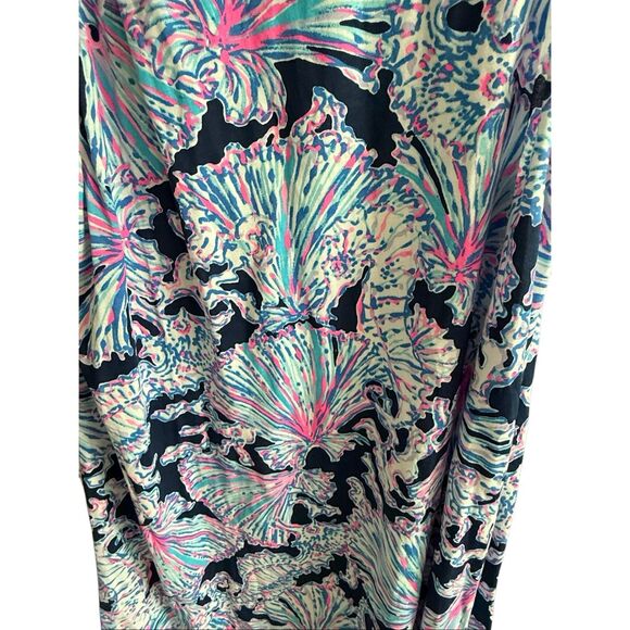 Lilly Pulitzer Womens Deep Sea Navy Blue Luella Shells Bells Pima Dress Large - Picture 3 of 12